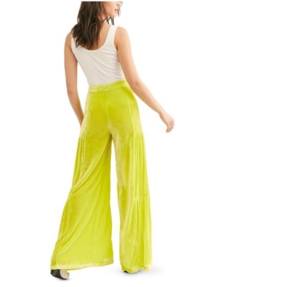 NEW Free People Women's Say La Vie Palazzo Wide Leg Pants YELLOW Size 4 NWT - Picture 6 of 6